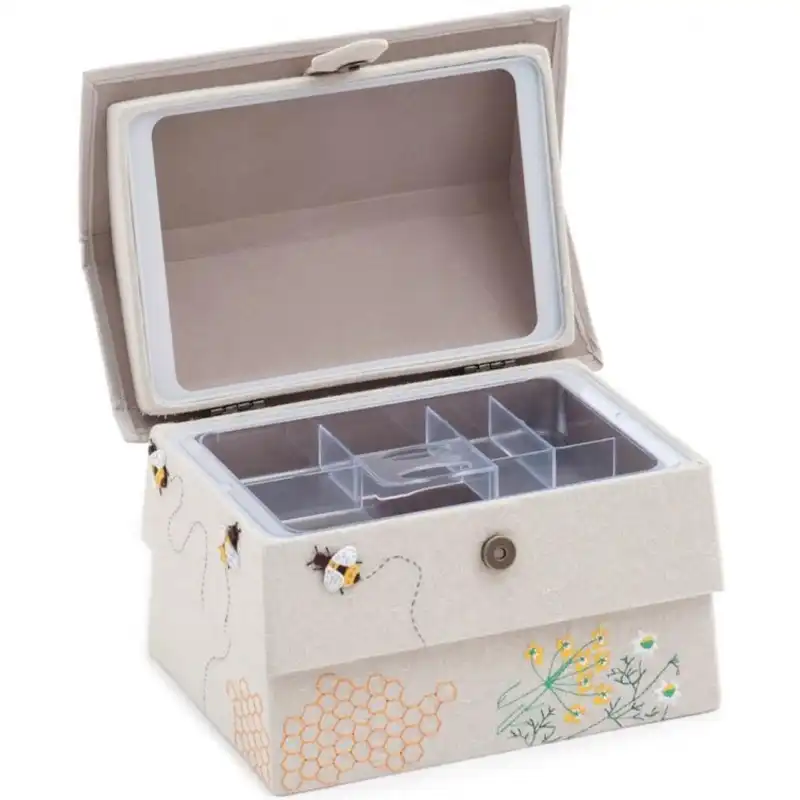 Střední tvarovaný box na šití, pletení a háčkování - Včela