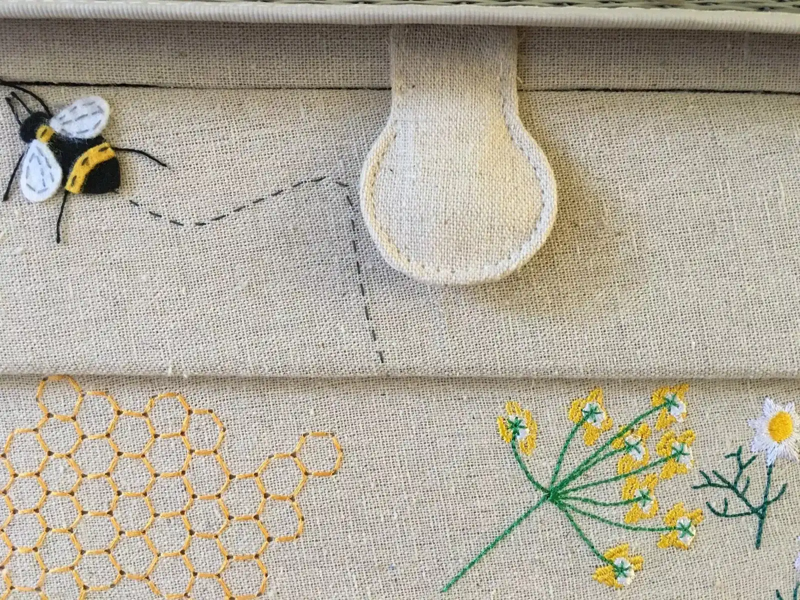 Střední tvarovaný box na šití, pletení a háčkování - Včela