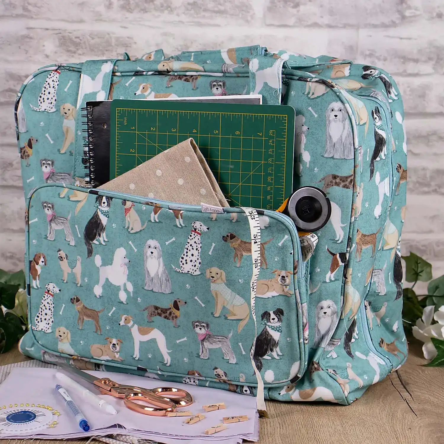 Omyvatelná taška na šicí stroj, pletení a háčkování - Psi