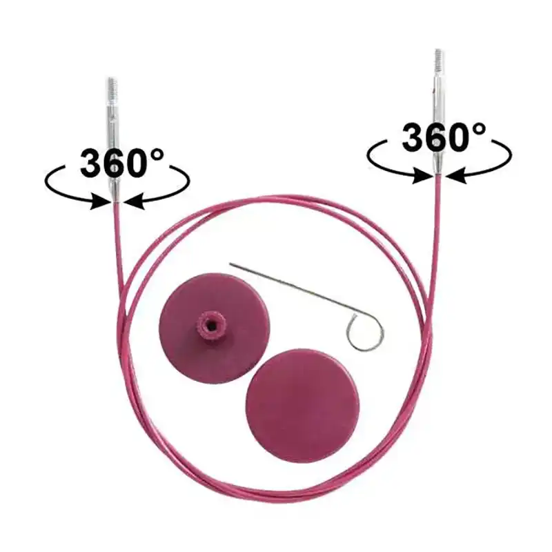 KnitPro Purple otočné ocelové lanko 360° 40Cm