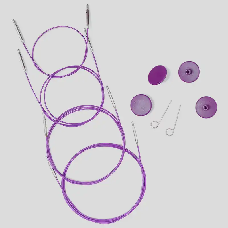 KnitPro Nerezové bezpamětové lanko purple 60 Cm