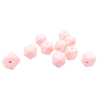 Silikonový korálek hexagon 17mm Baby růžový