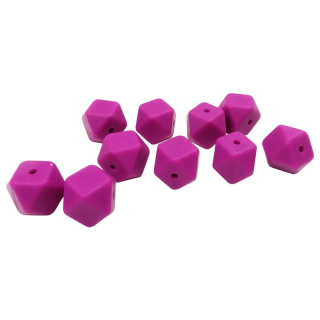 Silikonový korálek hexagon 17mm Fialovorůžový