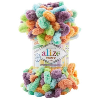 Alize Puffy Color 4530 Zelená, oranžová, fialová