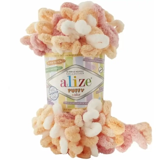 Alize Puffy Color 6355 Meruňková, růžová, bílá