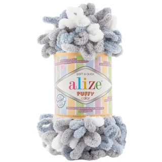 Alize Puffy Color 6629 Šedá, modrá, bílá