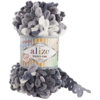 Alize Puffy Fine Color 5925 Šedá-bílá