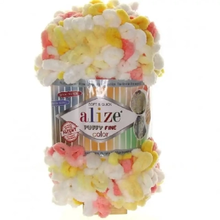 Příze Puffy fine Color 5942 Růžová žlutá