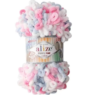 Alize Puffy Fine Color 5945 růžovo-modro-bílá