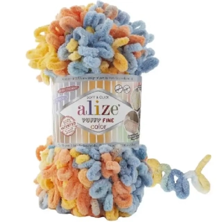 Alize Puffy Fine Color 6314 Žlutá-oranžová-aqua