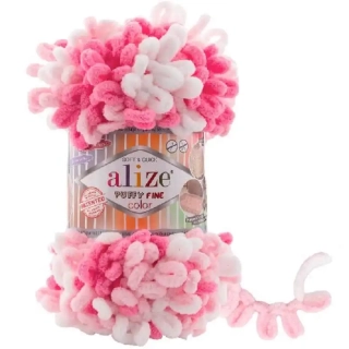 Alize Puffy Fine Color 6383 Růžová-bílá