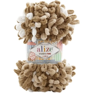 Alize Puffy Fine Color 8054 Béžová-bílá