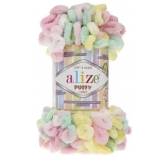 Alize Puffy Color 5862 Růžová-mint-žlutá