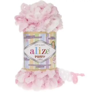 Alize Puffy Color 5863 Růžová, Bílá