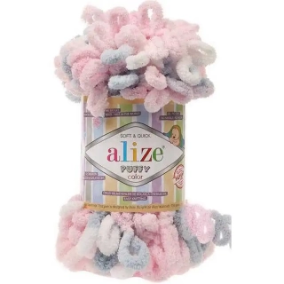 Alize Puffy Color 5864 Růžová-šedá-bílá