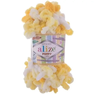 Alize Puffy Color 5921 Žlutá, Bílá