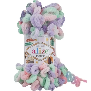 Alize Puffy Color 5938 Růžová-mint-fialová