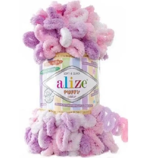 Alize Puffy Color 6051 Růžová-bílá-fialová