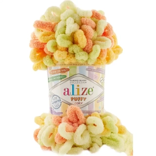 Alize Puffy Color 6313 Oranžová-zelená-žlutá