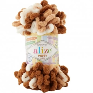 Alize Puffy Color 6398 Hnědá-bílá