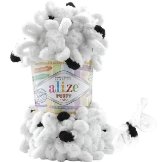 Alize Puffy Color 6450 Bílá s černými proužky