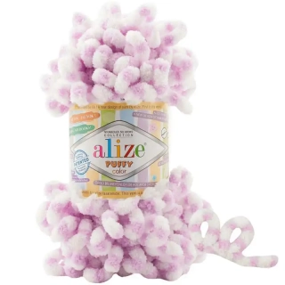 Alize Puffy Color 6458 Fialová-Bílá