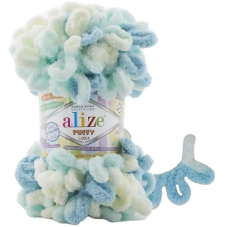 Alize Puffy Color 6461 Smetanová-mint-aqua
