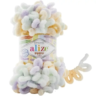 Alize Puffy Color 6462 Smetanová-mint-fialová