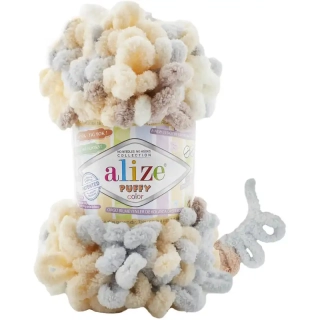 Alize Puffy Color 6463 Smetanová-béžová-šedomodrá