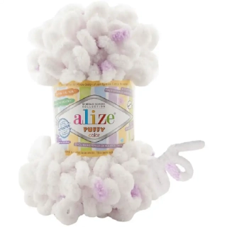 Alize Puffy Color 6470 Bílá-fialová