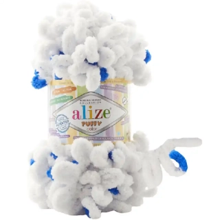 Alize Puffy Color 6471 Bílá-modrá