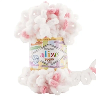 Alize Puffy Color 6492 Růžová, Bílá