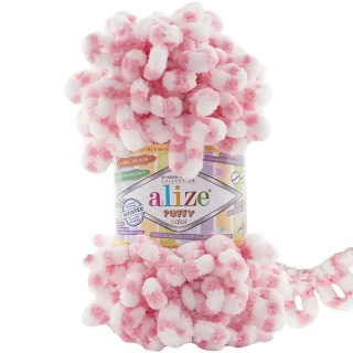 Alize Puffy Color 6494 Růžová, Bílá