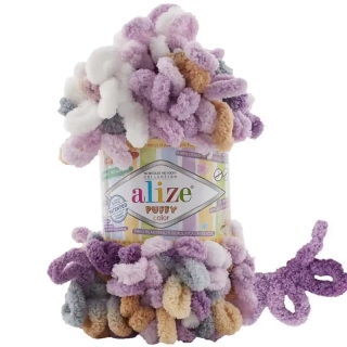 Alize Puffy Color 6522 Fialová-bílá-béžová