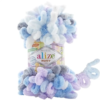 Alize Puffy Color 6524 Modrá-bílá-fialová-šedá