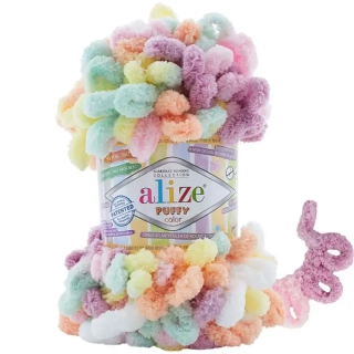 Alize Puffy Color 6527 Meruňková-mint-fialová