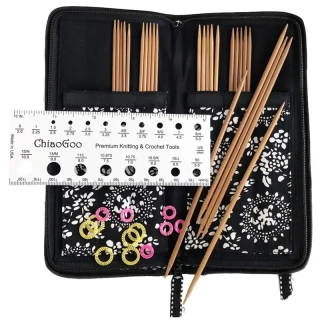 ChiaoGoo Set ponožkových bambusových jehlic 15cm