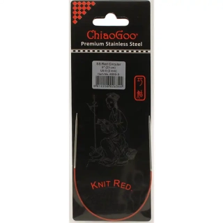 ChiaoGoo Knit Red ergonomické fixní kruhové jehlice 23 Cm 2mm