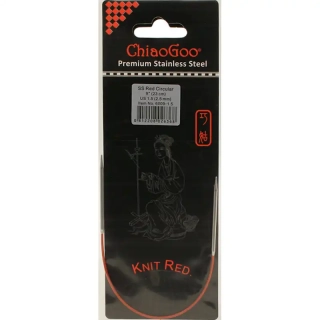 ChiaoGoo Knit Red ergonomické fixní kruhové jehlice 23 Cm 2,5mm