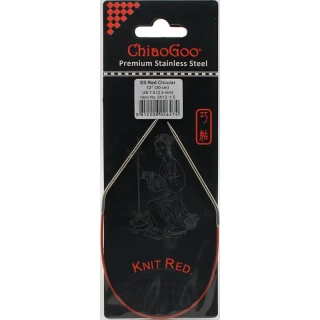 ChiaoGoo Knit Red ergonomické fixní kruhové jehlice 30 Cm 2,5mm