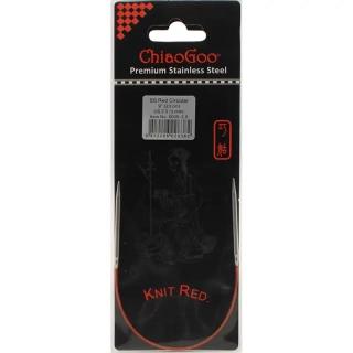 ChiaoGoo Knit Red ergonomické fixní kruhové jehlice 23 Cm 3mm