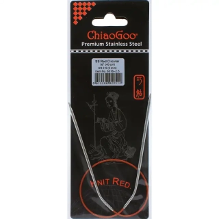 ChiaoGoo Knit Red ergonomické fixní kruhové jehlice 40 Cm 3mm