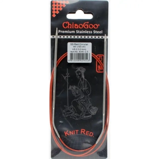 ChiaoGoo Knit Red ergonomické fixní kruhové jehlice 100 Cm 3mm