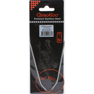 ChiaoGoo Knit Red ergonomické fixní kruhové jehlice 40 Cm 3,25mm