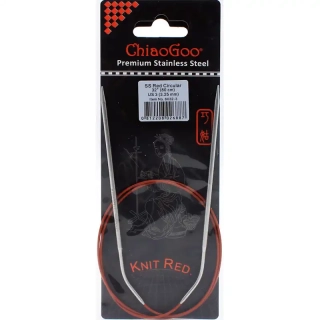 ChiaoGoo Knit Red ergonomické fixní kruhové jehlice 80 Cm 3,25mm
