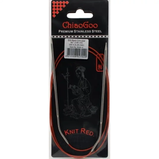 ChiaoGoo Knit Red ergonomické fixní kruhové jehlice 100 Cm 3,25mm
