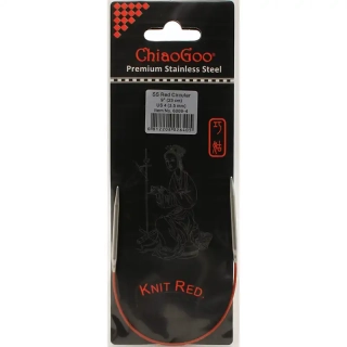 ChiaoGoo Knit Red ergonomické fixní kruhové jehlice 23 Cm 3,5mm