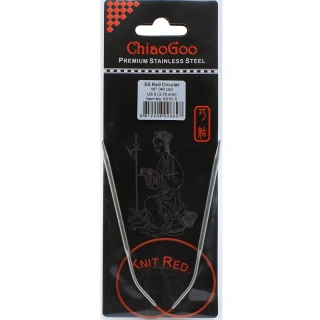 ChiaoGoo Knit Red ergonomické fixní kruhové jehlice 40 Cm 3,75mm