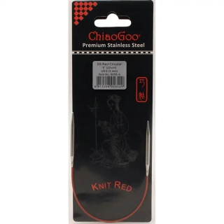 ChiaoGoo Knit Red ergonomické fixní kruhové jehlice 23 Cm 4mm