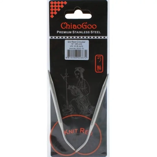 ChiaoGoo Knit Red ergonomické fixní kruhové jehlice 40 Cm 6mm